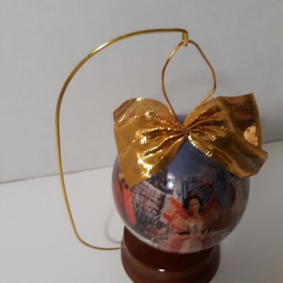 1997 Holiday Barbie 4" Decoupage Ornament With Box & Wooden Display Stand - Picture 5 of 6